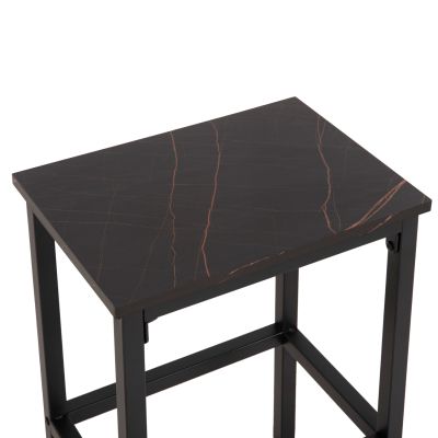 DINING SET FOR BARS 5PCS BOXY HM9882.13 BLACK METAL FRAMES-BLACK MARBLE MELAMINE