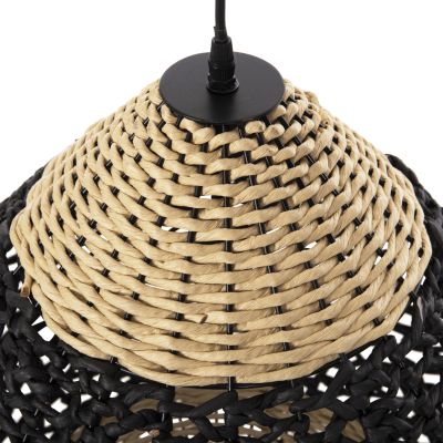 CEILING PENDANT LAMP HM4346 PAPER ROPE ΙΝ BEIGE AND BLACK Φ55,5x44Hcm.