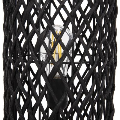 FLOOR STANDING LAMP HM4342 METAL-PAPER ROPE IN SAND BEIGE-BLACK Φ20Χ120Hcm.