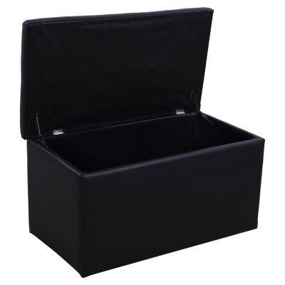 Stool PU with storage space Punk Black HM279.01 90x50x52cm