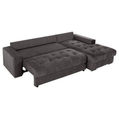 CORNER (RIGHT) SOFA-BED WITH STORAGE SPACE CLANCY HM3281.02R ANTHRACITE FABRIC 308x181x92Hcm.