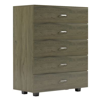 CHEST OF DRAWERS THORG HM8995.05 5-DRAWER -MELAMINE IN DARK OLIVE 80Χ40Χ100Hcm.