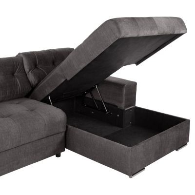 CORNER (RIGHT) SOFA-BED WITH STORAGE SPACE CLANCY HM3281.02R ANTHRACITE FABRIC 308x181x92Hcm.