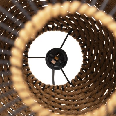 CEILING PENDANT LAMP HM4340 SAND BEIGE PAPER ROPE-BLACK METAL FRAME Φ26x40-120Hcm.