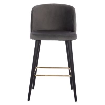 BAR STOOL MARCELLO PROFESSIONAL HM9280.01 VELVET GREY WOODEN 50x49,5x101,5Hcm.