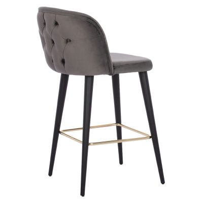 BAR STOOL MARCELLO PROFESSIONAL HM9280.01 VELVET GREY WOODEN 50x49,5x101,5Hcm.