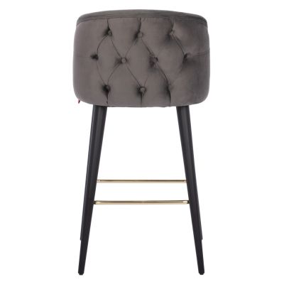 BAR STOOL MARCELLO PROFESSIONAL HM9280.01 VELVET GREY WOODEN 50x49,5x101,5Hcm.