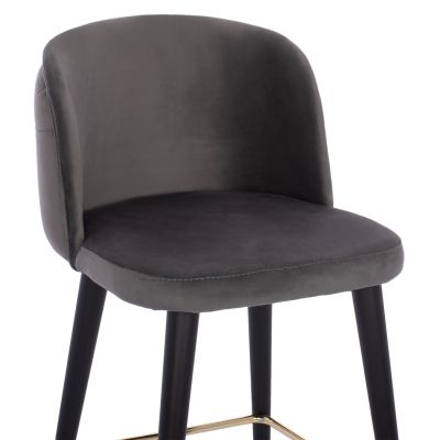 BAR STOOL MARCELLO PROFESSIONAL HM9280.01 VELVET GREY WOODEN 50x49,5x101,5Hcm.