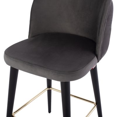 BAR STOOL MARCELLO PROFESSIONAL HM9280.01 VELVET GREY WOODEN 50x49,5x101,5Hcm.