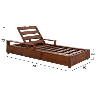 HEAVY DUTY SUNBED MAKEDONIA HM6162 PINE WOOD WITH IMPREGNATION IN WALNUT COLOR 200x92x23,5-73Hcm.