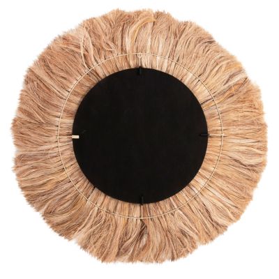 MIRROR ROUND WITH ABACA FIBERS FRAME NATYRAL-BLACK COLOR Φ100cm.HM7749