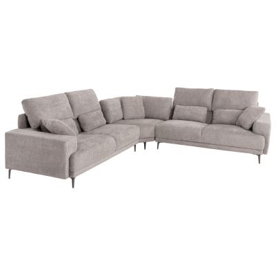 CORNER SOFA SYMMET HM3269.01 LIGHT GRAY FABRIC-GLOSSY ANTHRACITE LEGS 314x314x90-102Hcm.