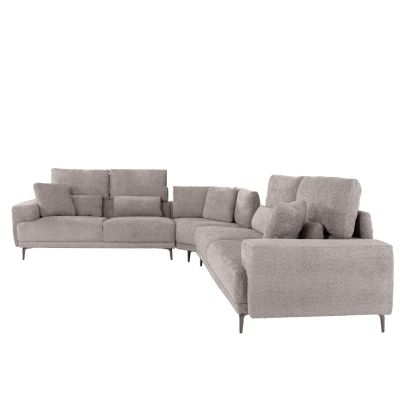 CORNER SOFA SYMMET HM3269.01 LIGHT GRAY FABRIC-GLOSSY ANTHRACITE LEGS 314x314x90-102Hcm.