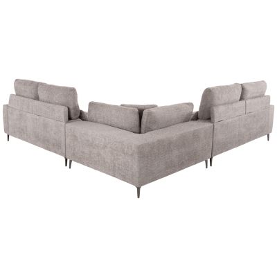 CORNER SOFA SYMMET HM3269.01 LIGHT GRAY FABRIC-GLOSSY ANTHRACITE LEGS 314x314x90-102Hcm.