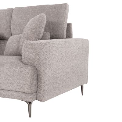 CORNER SOFA SYMMET HM3269.01 LIGHT GRAY FABRIC-GLOSSY ANTHRACITE LEGS 314x314x90-102Hcm.