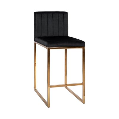 Bar Stool Piper Velvet Black & Gold Metallic Frame HM8525.04 40x49x96cm