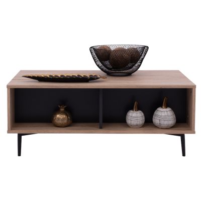 COFFEE TABLE MARGARIT LIFTABLE MELAMINE IN OAK-GREY COLOR 100x58x39-53Ycm.HM8677.11