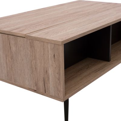 COFFEE TABLE MARGARIT LIFTABLE MELAMINE IN OAK-GREY COLOR 100x58x39-53Ycm.HM8677.11