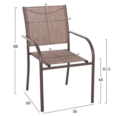 ВЪНШНО КРЕСЛО REDAN HM5976.05 КАФЯВ МЕТАЛ-КАФЯВ ТЕКСТИЛЕН 56x60x88Hcm.