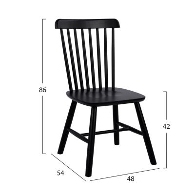 DINING CHAIR LUCIEN HM8645.02 BEECH WOOD IN BLACK MATTE COLOR 48x54x86H cm