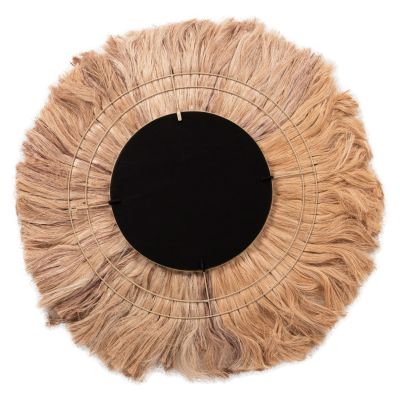 MIRROR ROUND WITH ABACA FIBERS FRAME IN NATURAL-BLACK 90x4x90Hcm.HM7750