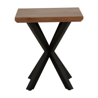 SIDE TABLE HM9471.02 MDF WITH WALNUT VENEER TOP-BLACK METAL BASE 50x50x58Hcm.