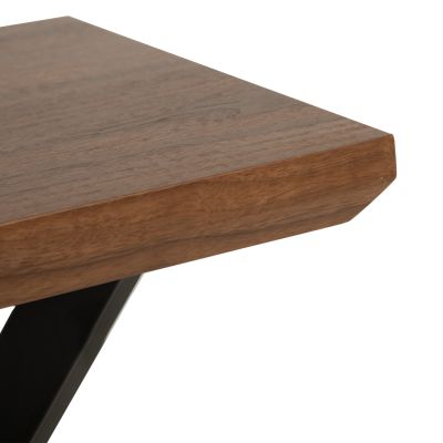 SIDE TABLE HM9471.02 MDF WITH WALNUT VENEER TOP-BLACK METAL BASE 50x50x58Hcm.