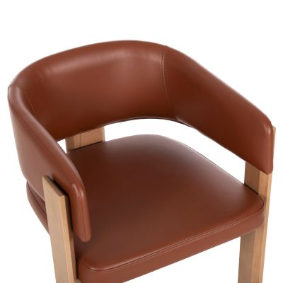 ARMCHAIR OREL HM18143.03 WALNUT WOOD-PU IN TAMBA COLOR 59x58x79Hcm.