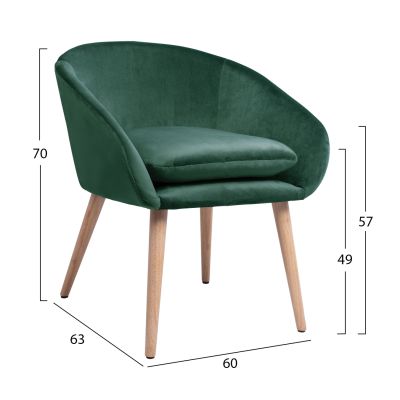 Armchair Ellie HM8391.03, cypress green Velvet, 60x63x70cm