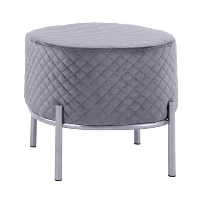 Stool Sinta HM8638.01 Grey velvet with silver base 42x42x38cm