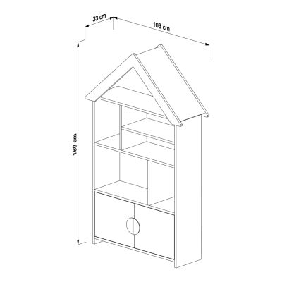 KIDS' BOOKCASE DREY HM18229.01 MELAMINE WHITE 103x33x169Hcm.