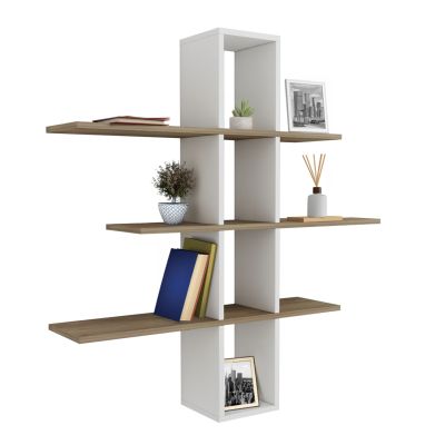 WALL SHELVES DOMINIC HM8976.11 MELAMINE IN NATURAL-WHITE 96x19,5x101Hcm.