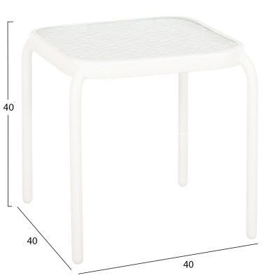 ВЪНШНА ПОМОЩНА МАСА КВАДРАТНА DIDO HM5975.02 МЕТАЛ В БЯЛО-СТЪКЛО 40x40x40Hcm.