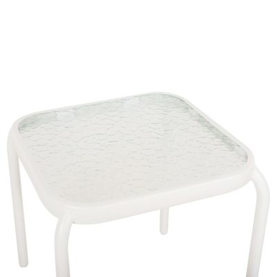 ВЪНШНА ПОМОЩНА МАСА КВАДРАТНА DIDO HM5975.02 МЕТАЛ В БЯЛО-СТЪКЛО 40x40x40Hcm.