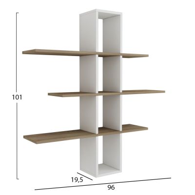 WALL SHELVES DOMINIC HM8976.11 MELAMINE IN NATURAL-WHITE 96x19,5x101Hcm.