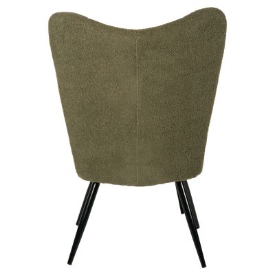 ARMCHAIR CRAWLEY WITH FOOTSTOOL HM8918.23 CYPRESS GREEN BOUCLE FABRIC-BLACK METAL LEGS 70x74x105Hcm.