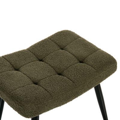 ARMCHAIR CRAWLEY WITH FOOTSTOOL HM8918.23 CYPRESS GREEN BOUCLE FABRIC-BLACK METAL LEGS 70x74x105Hcm.