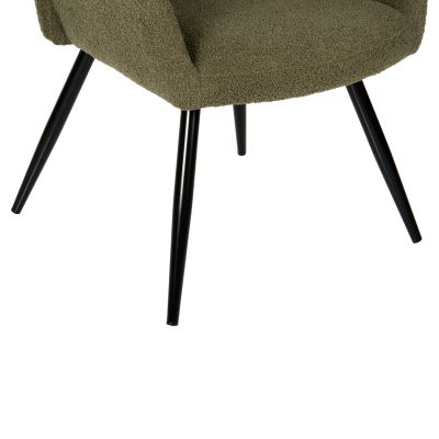 ARMCHAIR CRAWLEY WITH FOOTSTOOL HM8918.23 CYPRESS GREEN BOUCLE FABRIC-BLACK METAL LEGS 70x74x105Hcm.