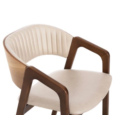 ARMCHAIR DANISH PLUS HM18145.02 WALNUT WOOD-FABRIC IN ECRU 57x59x79Hcm.