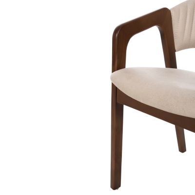 ARMCHAIR DANISH PLUS HM18145.02 WALNUT WOOD-FABRIC IN ECRU 57x59x79Hcm.