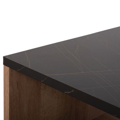 COFFEE TABLE WITH SHELF GUNNEZ HM9036.22 OAK-BLACK MARBLE 90x54x38,5H cm.