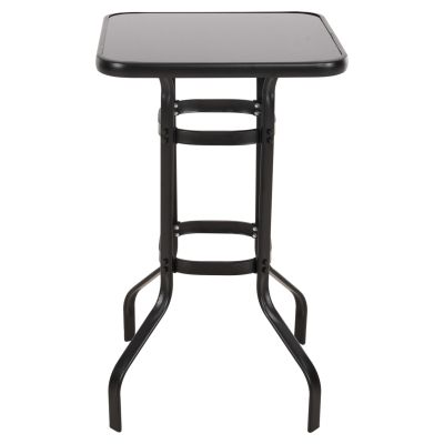 BAR TABLE SQUARE FIGGY HM6066.03 METALLIC BLACK-TEMPERED GLASS 60x60x100Hcm.