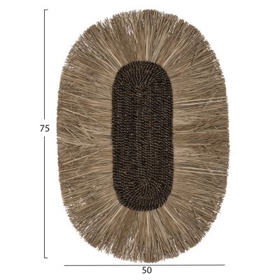 ДЕКОР ЗА СТЕНА ОВАЛ ОТ ТРЕВА И ВЛАКНА АБАКА В НАТУРАЛНО-ЧЕРЕН ЦВЯТ 50x5x75Hcm.HM7794