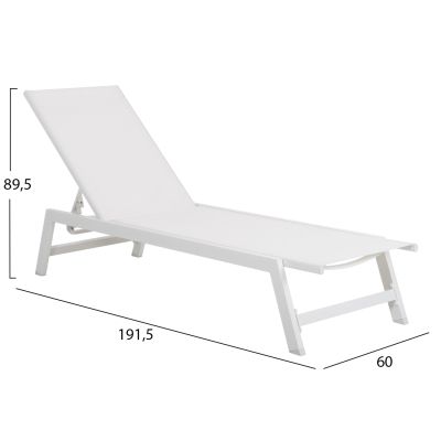 ALUMINUM SUNBED WITH HEADREST RABIA HM5982.01 IN WHITE 191,5x60x89,5Hcm.