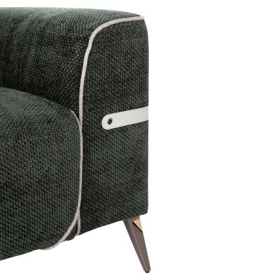 SOFA SET 2PCS FERIN HM6070.03 GREEN FABRIC WITH METAL LEGS