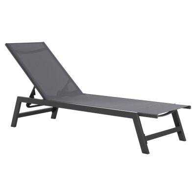 ALUMINUM SUNBED WITH HEADREST RABIA HM5982.03 IN ANTHRACITE 191,5x60x89,5Hcm.