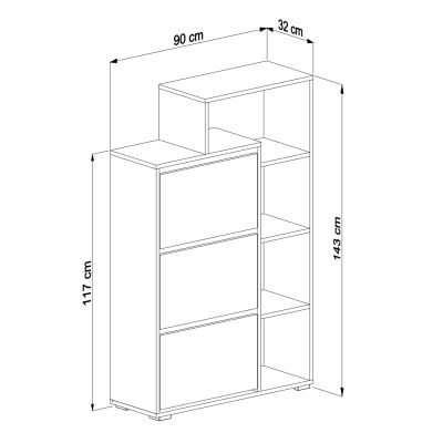 SHOE CABINET ROBBEN HM18189.01 MELAMINE IN WHITE 90x30x143Hcm.