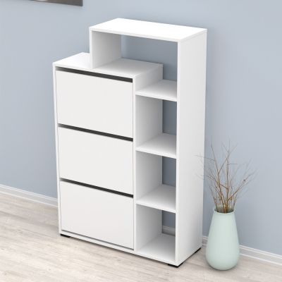 SHOE CABINET ROBBEN HM18189.01 MELAMINE IN WHITE 90x30x143Hcm.