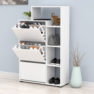 SHOE CABINET ROBBEN HM18189.01 MELAMINE IN WHITE 90x30x143Hcm.