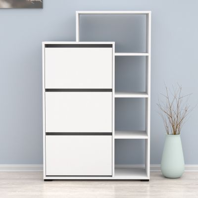 SHOE CABINET ROBBEN HM18189.01 MELAMINE IN WHITE 90x30x143Hcm.